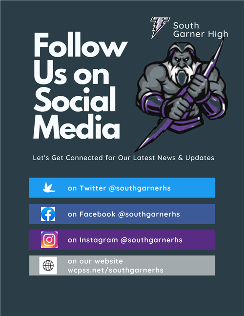 follow us on social media @southgarnerhs